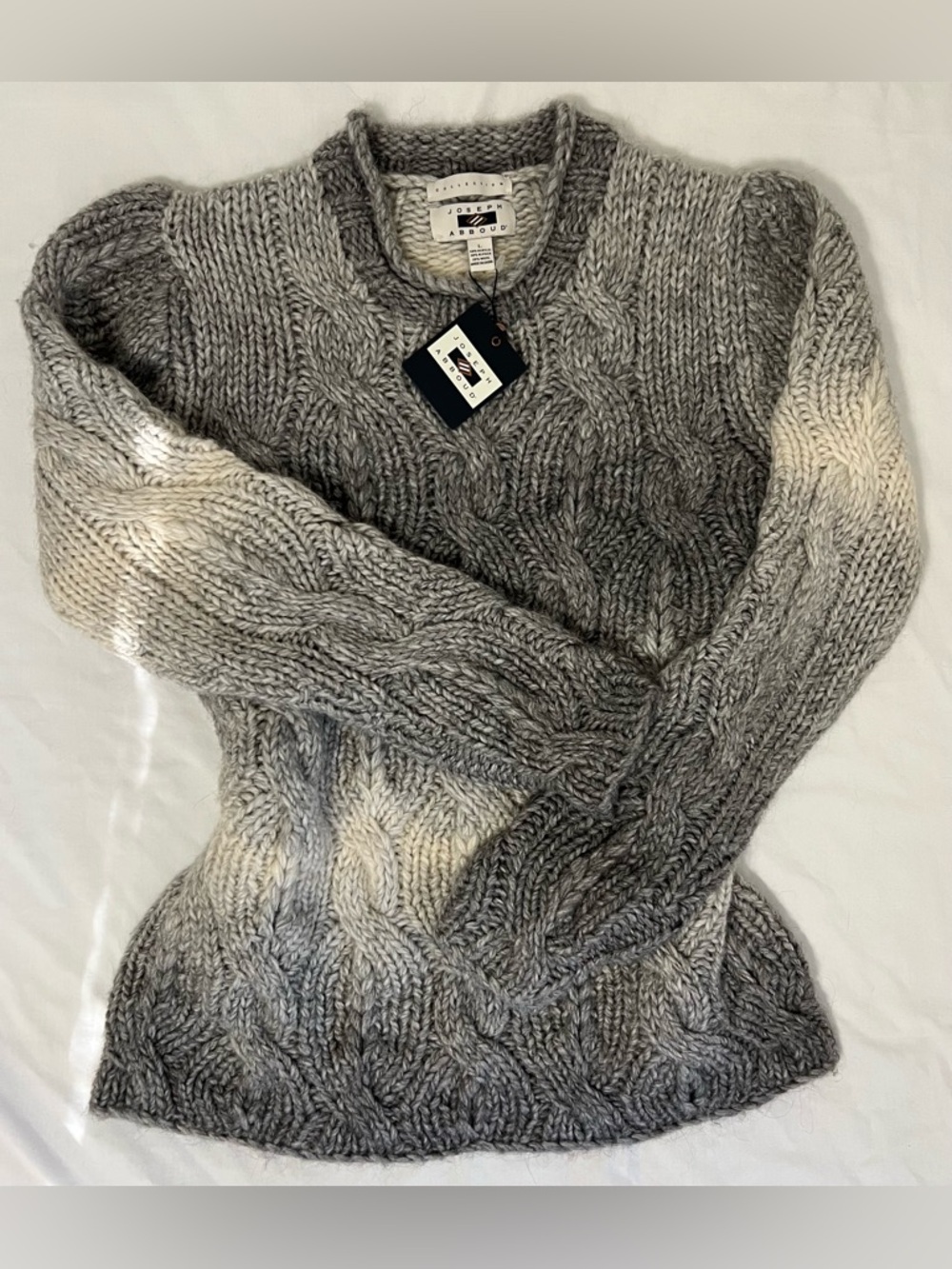 Joseph Abboud Cable Knit Sweater L Unisex Ombre Alpaca Wool Blend Chunky Cozy